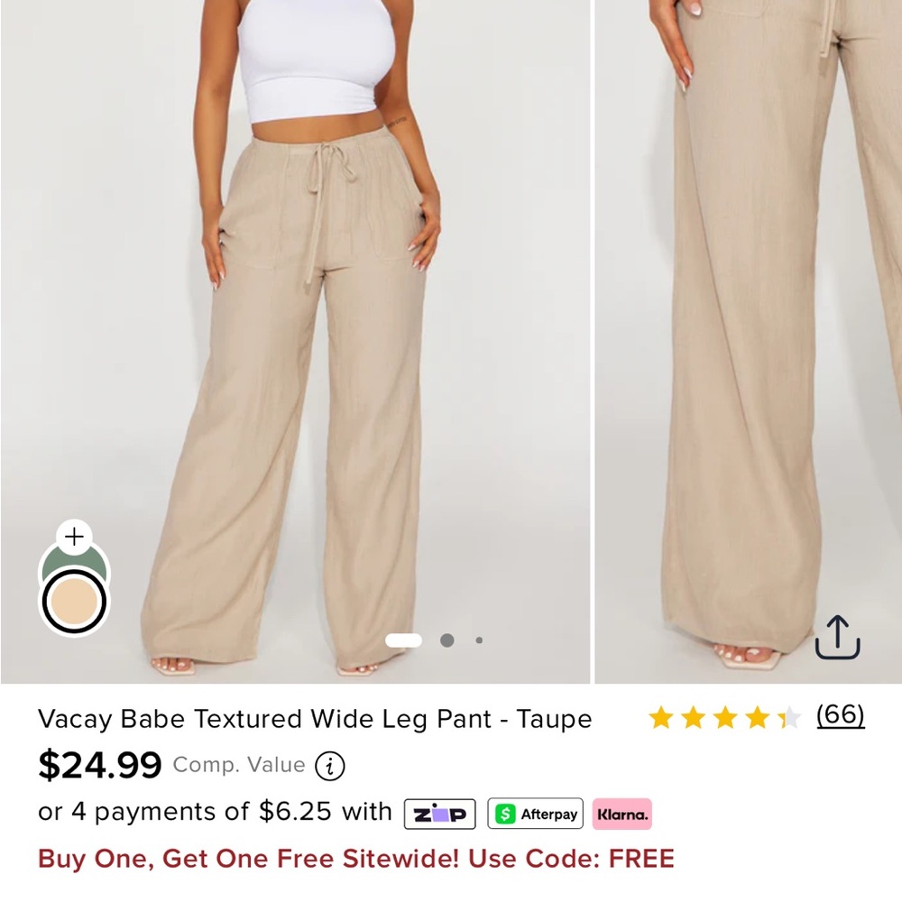 Fashion Nova Taupe Wide Leg Pants